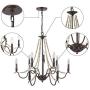 Farmhouse Chandelier, Dining Room Chandelier with Wood Beads for Living Room, Bedroom, 28'' L x 25.5'' H, Bronze