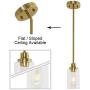 MELUCEE 1-Light Modern Pendant Light Brass Finish with Clear Glass Shade, Kitchen Island Lighting, Contemporary Light Fixtures Ceiling Hanging for Dining Room Hallway