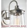 Kira Home Mason 10'' Industrial Wall Sconce, Seeded Glass Shade + Brushed Nickel Finish