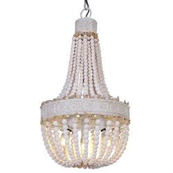 DERALAN Wood Bead Chandelier Rustic Wooden 3-Lights Farmhouse Chandeliers Island Pendant Lighting Fixture Retro Ceiling Lights for Dining Room Kitchen Bedroom Foyer D13.75''