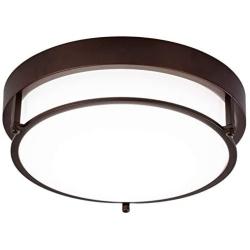 Berliget 12 Inch Metal Industrial Brown 2 Lights Flush Mount Ceiling Light, Hallway Round Modern Bright Ceiling Light Fixture for Kitchen, Bedroom, Laundry, Living Room