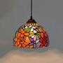 Tiffany Style Pendant Lights 8-Inch Roses Stained Glass Chandeliers Lampshade Hanging Light Fixtures Ceiling Lamp for Living Room Dining Rooms Kitchen