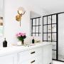 NOXARTE Mid Century Modern Wall Mounted Light Brushed Brass Wall Sconce Milky Glass Wall Lamp for Bedroom Living Room