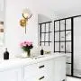 NOXARTE Mid Century Modern Wall Mounted Light Brushed Brass Wall Sconce Milky Glass Wall Lamp for Bedroom Living Room