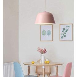 LAKIQ Modern Pendant Light Dome Shade Single Hanging Pendant Lamp Kitchen Island Lighting for Dining Room Living Room Bedroom (9.84,Pink)