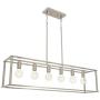 BONLICHT Modern Chandeliers 6 Lights Brushed Nickel Linear Pendant Lighting Industrial Kitchen Light Fixture Hanging Ceiling Light for Farmhouse Island Dining Room Living Room