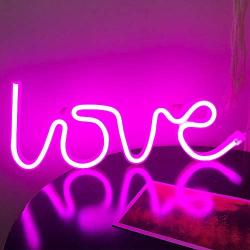 Love Neon Signs for Wall Decor,USB or Battery Decorative Neon Lights, LED Signs for Bedroom,LED Neon Light Neon Sign Light Up for Bar,Christmas,Party,Wedding,Kids Room,Girls Living Room（Pink）