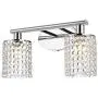 Luburs Crystal Wall Sconce Lighting Bathroom Vanity Mirror Light Fixture with Hangiing Crystal Linear Modern Crystal Room Light for Bedroom Contemporary Bedside Wall Lamp Chrome (2-Lights)