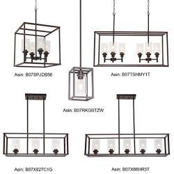 VINLUZ Classic 4 Light Farmhouse Pendant Lighting Oil Rubbed Bronze Finish with Clear Glass Shade Cage Hanging Lamp Fixture for Hall Kitchen Island Foyer Entryway Dining Room