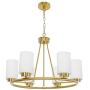 TODOLUZ 6 Lights Farmhouse Dining Room Chandelier Brushed Brass Ceiling Hanging Light Fixture with Opal White Glass Shades for Kitchen Bedroom