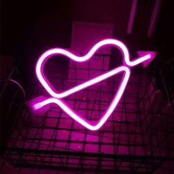 Cupids Bow Shape Neon Light Romantic LED Heart Night Lamps Love Marquee Letter Sign Battery/USB Operated Neon Signs for Wedding Christmas Room Decoration Valentine Gifts for Girls(Pink)