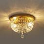 FERWVEW 2-Light D9.84'' H8.26'' Small Chandelier Brass Gold Flush Mount Crystal Ceiling Light Fixture，Modern Pendant Lighting Lamp for Bedroom Hallway Living Dining Room Bathroom Bar