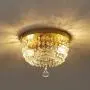 FERWVEW 2-Light D9.84'' H8.26'' Small Chandelier Brass Gold Flush Mount Crystal Ceiling Light Fixture，Modern Pendant Lighting Lamp for Bedroom Hallway Living Dining Room Bathroom Bar