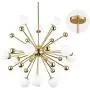 Modo Lighting Sputnik Chandelier Lighting Fixture Gold Mid Century Modern Hanging Pendant Light, Frosted Glass Modern Ceiling Pendant Light Living Room Dining Room. (12-Light) Modo Lighting Sputnik Chandelier Lighting Fixture Gold Mid Century Modern Hanging Pendant Light, Frosted Glass Modern Ceiling Pendant Light Living Room Dining Room. (12-Light)