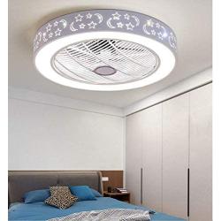 LAKIQ Modern 21.5’’ LED Ceiling Fan Light 3-Color Dimmable Bedroom 2-in-1 Semi Flush Mount Ceiling Lighting Led Close to Ceiling Lamp 3-Speeds Adjustable for Living Room Dining Room(Pattern C)