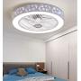 LAKIQ Modern 21.5’’ LED Ceiling Fan Light 3-Color Dimmable Bedroom 2-in-1 Semi Flush Mount Ceiling Lighting Led Close to Ceiling Lamp 3-Speeds Adjustable for Living Room Dining Room(Pattern C)