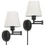 Plug in Wall Sconce Set of 2, Swing Arm Wall Lamp with Linen Lampshade, Modern Reading Wall Light Fixtures for Hallway Bedroom Living Room Plug in Wall Sconce Set of 2, Swing Arm Wall Lamp with Linen Lampshade, Modern Reading Wall Light Fixtures for Hallway Bedroom Living Room