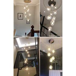 Staircase Long Chandelier,Modern Bubble Glass Chandeliers,Adjustable Height Pendant Light Molecules Hanging Light Fixture for Dining Room Bedroom Transparent 12 Lights