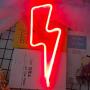Protecu Red Neon Sign Lightning Bolt, LED Neon Decorative Lights for Wall Decor, Neon Sign Shaped Decor Light, USB/ Battery Operated LED Neon Light Sign for Kids, Christmas, Party, Room Decorations (Red)