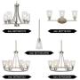 BONLICHT Traditional Chandelier Lighting 5 Light Brushed Nickel Modern Light Fixtures Hanging Pendant Lighting with Clear Glass Shade Classic Ceiling Lights for Kitchen Dining Room Living Room Island