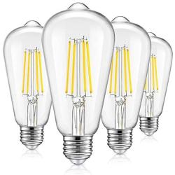 Vintage LED Dimmable Edison Light Bulbs 100W Equivalent, 1200Lumens, E26 Base LED Filament Bulbs, 5000K Daylight White, ST64/ST21 Antique Clear Glass Style for Home, Reading Room, Bathroom, 4-Pack