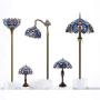 Tiffany Style Floor Lamp W16H64 Inch Tall Blue Purple Clouldy Stained Glass Shade 2E26 Antique Standing Reading Lighting Base S558 WERFACTORY LAMPS Bedroom Living Room Coffee Bedside Table Lover Gifts