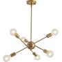 Modern Sputnik Chandelier Lighting Fixture 6 Lights Brushed Brass Chandeliers Mid Century Pendant Light Gold Ceiling Light Fixture for Hallway Bar Kitchen Dining Room (Brushed Brass)