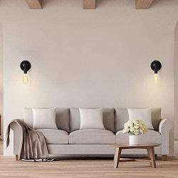 HAITRAL Wall Sconces Set of 2- Sconces Wall Lighting with Switch & Adjustable Lighting Angle, Small Wall Light Fixtures for Bathroom,Bedroom,Living Room,Dorm,Corridor-Black (Without Bulb)