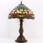 Tiffany Table Lamp W12H18 Inch Green Yellow Stained Glass Shade Crystal Bead Dragonfly Style Anqitue Desk Light S009G WERFACTORY Lamps Living Room Bedroom Coffee Bar Office Study Bedside Craft Gifts