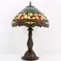 Tiffany Table Lamp W12H18 Inch Green Yellow Stained Glass Shade Crystal Bead Dragonfly Style Anqitue Desk Light S009G WERFACTORY Lamps Living Room Bedroom Coffee Bar Office Study Bedside Craft Gifts