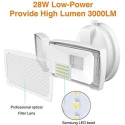 LEPOWER 2 Pack 28W LED Flood Light Outdoor, Switch Controlled LED Security Light, 3000LM Super Bright Exterior Lights with 2 Adjustable Head, 5500K, IP65 Waterproof for Garage, Yard, Patio