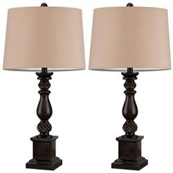 Oneach Table Lamp Set of 2 for Bedroom Rustic Bedside Table Desk Lamps for Living Room Study Office 24'' Minimalist Lamps Set Bronze