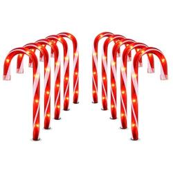 J-HVA Christmas Candy Cane Lights, Candy Cane Lights Christmas Decorations Outdoor for Yard,Garden(10Inch), 10Pack