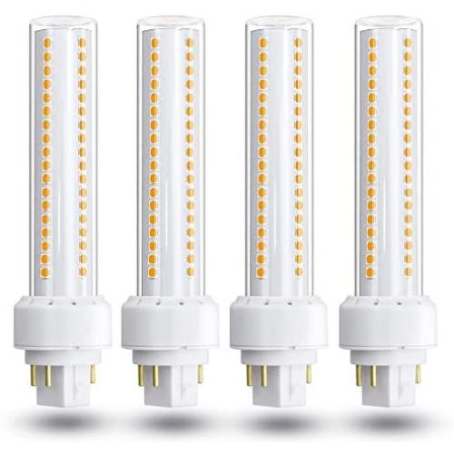 Gx24q/G24q 4-Pin Base Light Bulbs, 12W Gx24 LED PL Recessed Lights, Daylight 6000K 26W Compact Fluorescent Lamp Replacement for Ceiling Light Downlight Wall Sconce, 4-Pack (Remove/Bypass The Ballast)