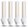 Gx24 4-Pin Base LED Bulb, Lustaled 12W G24q PL-C Horizontal Recessed Light 26W CFL Lamp Equivalent for Kitchen Light Pendant Lamp Dining Room, Warm White 3000K, 4-Pack (Remove/Bypass The Ballast)