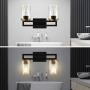 WIHTU Bathroom Vanity Light Fixtures, 2 Lights Bath Wall Sconce, Seeded Glass Shade Black Matte Warm Brass Accents Wall Mount Lamp, Modern Vanity Lights for Bathroom Mirror Cabinet Bedroom Kitchen