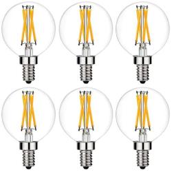 LiteHistory e12 led Bulb dimmable g16.5 Light Bulb 6W Equal 60 Watt Light Bulb 600lm AC120V e12 Candelabra Bulb 60 Watt for Chandeliers,Ceiling Fan,Vanity Warm White 2700K Globe e12 Light Bulb 6Pack