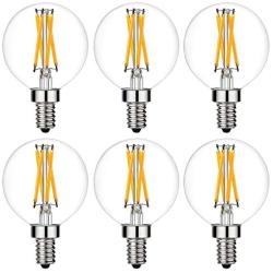 LiteHistory e12 led Bulb dimmable g16.5 Light Bulb 6W Equal 60 Watt Light Bulb 600lm AC120V e12 Candelabra Bulb 60 Watt for Chandeliers,Ceiling Fan,Vanity Warm White 2700K Globe e12 Light Bulb 6Pack