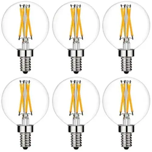 LiteHistory e12 led Bulb dimmable g16.5 Light Bulb 6W Equal 60 Watt Light Bulb 600lm AC120V e12 Candelabra Bulb 60 Watt for Chandeliers,Ceiling Fan,Vanity Warm White 2700K Globe e12 Light Bulb 6Pack