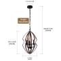 Aipsun Rustic Pendant Light 3 Light Farmhouse Chandelier 18.11'' Wood Texture Metal Ceiling Hanging Light Fixture for Indoor Kitchen Island Dining Living Room