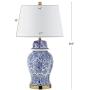 JONATHAN Y JYL3008A Ellis 29.5'' Ceramic LED Table Lamp Traditional for Bedroom, Living Room, Office, College Dorm, Coffee Table, Bookcase, Blue/White