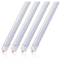 Barrina 8 Foot LED Bulbs, 44W 5500lm 6500K, Super Bright, T8 T10 T12 LED Tube Lights, FA8 Single Pin LED Lights , Clear Cover, 8 Foot LED Bulbs to Replace Fluorescent Light Bulbs(Pack of 4)