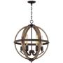 Kimpton Dark Bronze Wood Orb Chandelier 21'' Wide Rustic Farmhouse LED 6-Light Fixture for Dining Room House Foyer Kitchen Island Entryway Bedroom Living Room - Franklin Iron Works