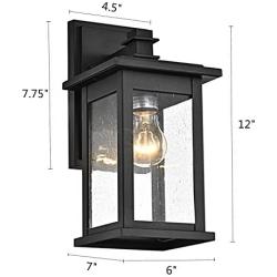 MICSIU Outdoor Wall Mount Light Fixture Exterior Sconces 1 Lighting Lantern Textured Black Finish with Clear Seedy Glass (Textured Black 1 Pack)