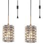 SHUPREGU Plug in Dimmable Pendant Light Ceiling Crystal Light Fixture Oil Rubbed Bronze Finish Lighting for Kitchen Island, Dining Room, Bedside LED Bulb Not Included, 2-Pack