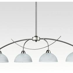Dazhuan Contemporary Alabaster Frosted Glass Pendant Light Kitchen Island Chandelier Hanging Ceiling Lighting Fixture, Brushed Nickel, 4-Shade