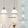 DEWENWILS Plug in Pendant Light, Hanging Light with 15ft Clear Cord, On/Off Switch, Frosted Plastic White Shade, Hanging Ceiling Light for Living Room, Bedroom, Dining Hall, Pack of 2