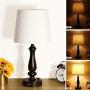 Zermurd Fully Dimmable Bedside Lamp, Bedroom Nightstand Lamp with Two USB Ports Brown Resin Base White Shade Modern Ambient Light for Living Room College Dorm Guest Room, 7W 3000K LED Bulb Included