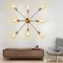 PUMING 8 Lights Gold Modern Sputnik Chandeliers Semi-Flush Ceiling Light Fixture for Living Room Bedroom Bathroom Kitchen Cottage Lighting