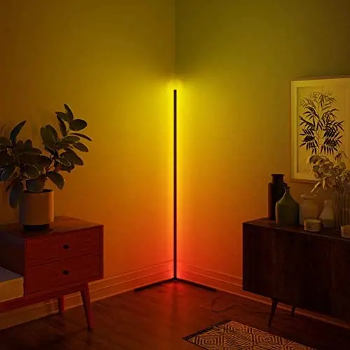 Corner Floor Lamp Nordic Decoration Home Floor Lamps for Living Room Night Light Dimming Standing Lamp Bedroom Decor Floor Light, RGB Remote Control Discoloration,Black…